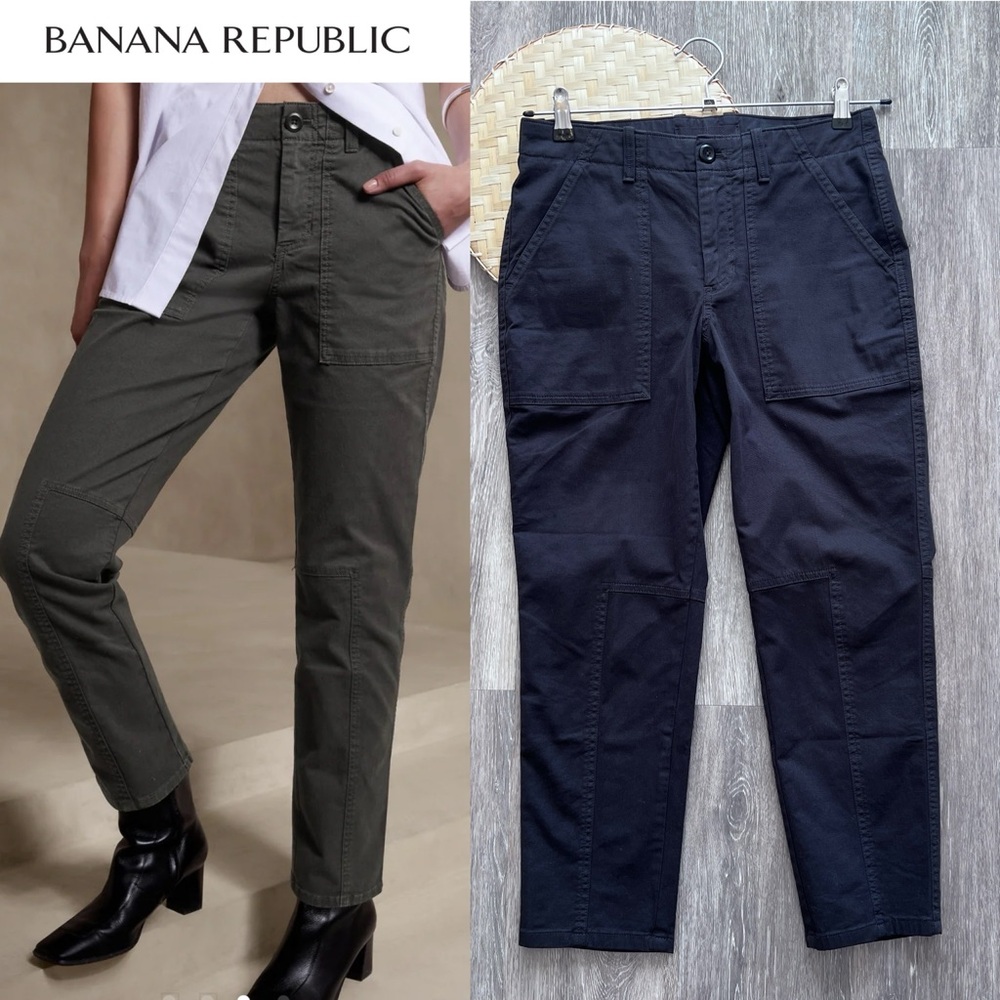 Banana republic mid rise slim cargo pants in navy